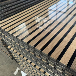 Paneles de pared acústicos de listones de madera modernos al por mayor estudio de oficina eficiente acabado de chapa interior insonorizado respetuoso con el medio ambiente - Product Image 1