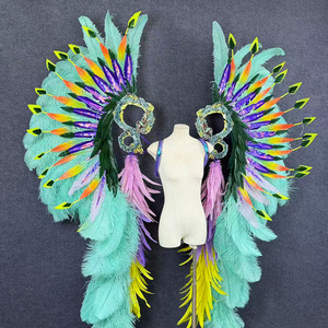 Alas de Samba de Plumas de Avestruz Verde Menta Grandes y Impactantes, Accesorio de Disfraz para Baile, Desfiles y Festivales - Product Image 5