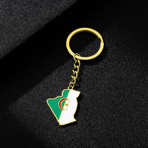 Émail à la mode algérie carte drapeau <span class=keywords><strong>porte</strong></span>-clés pour hommes femmes en acier inoxydable pendentif <span class=keywords><strong>porte</strong></span>-clés couleur or algérien amulette accessoire nouveau - Product Image 5