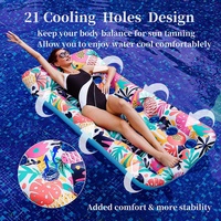 Piscine gonflable noire feuille d'érable trou lit flottant parasol lumineux chaise longue creux flottant eau jouet matelas d'eau