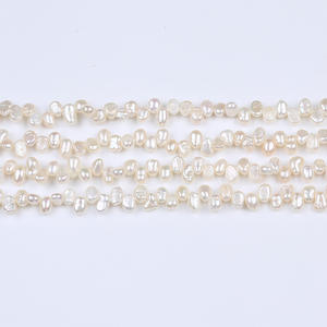 Cuentas de Perlas de Agua Dulce Naturales Barrocas de 5-6 mm, Hechas a Mano en Zhuji, de Doble Cara con Orificio, Color Blanco, para Joyería DIY - Product Image 2