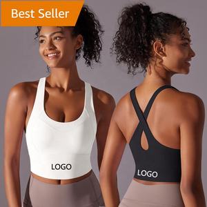 Coppetta permanente da donna incrociata sul retro <span class=keywords><strong>con</strong></span> supporto ad alto impatto Push up reggiseni da Fitness per allenamento Yoga <span class=keywords><strong>reggiseno</strong></span> sportivo Crop Top - Product Image 3