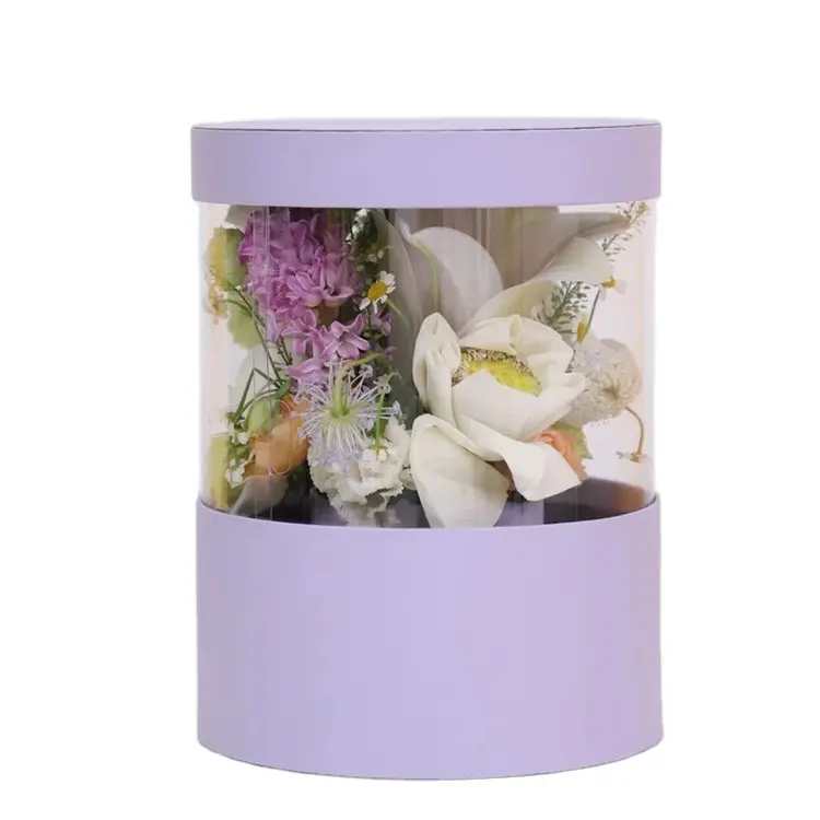 Hot Sales Clear Zylinder Hut Box Rosen Verpackung Seife Blume Geschenk box