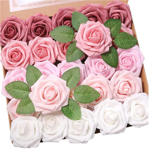 Rosas Artificiales de Espuma PE en Color Crema Rojo y Blanco para Decoración del Día de San Valentín, en Stock para Venta al Por Mayor - Product Image 1