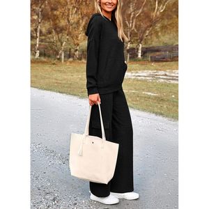 FOXA Women's 2 Piece <b>Knitted</b> Hoodie <b>Set</b> Matching Sweatpants Outfits Lounge Wear Fall Winter Clothes Full Sleeve - Product Image 3