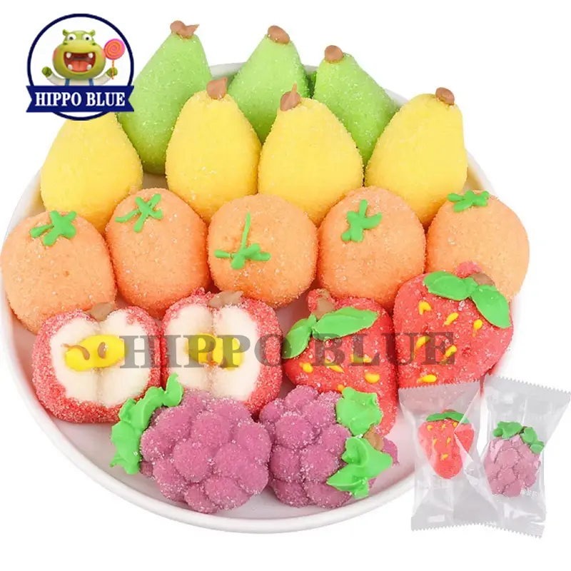 Guimauve à saveur de fruits assortie emballée individuellement en vrac d'usine chinoise avec des saveurs mélangées grossiste de bonbons