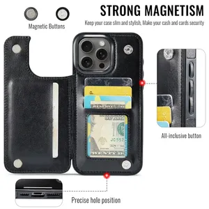 เคสฝาพับที่ใส่บัตรแบบกระเป๋าสตางค์ธรรมดาสำหรับ <span class=keywords><strong>iPhone</strong></span> 17 16 15 14 13 <span class=keywords><strong>12</strong></span> 11 PRO MAX XS XR - Product Image 2