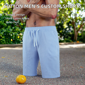 Shorts Bermuda en Coton Uni pour Homme avec Cordon de Serrage à la Taille, Tissu Respirant Décontracté, Coupe Mi-Haute - Product Image 2