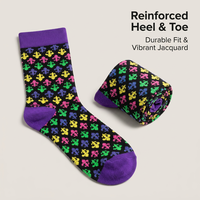 Chaussettes de Mardi Gras pour adultes OEM, livraison DDP, chaussettes violettes de Mardi Gras, chaussettes rayées pour femmes, chaussettes tube taille unique, chaussettes en coton