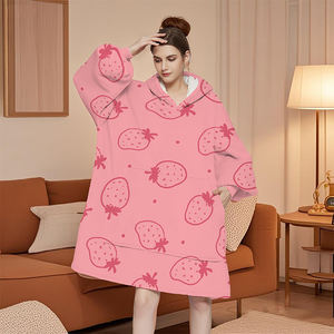 맞춤형 패턴 겨울 퍼지 풀오버 운동복 특대 셰르파 양털 더블 레이어 성인용 웨어러블 담요 까마귀 - Product Image 3