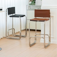 Tabourets de bar vintage Bauhaus en acier inoxydable, chaises de comptoir de cuisine, chaises modernes de designer pour bistrot, café, pub