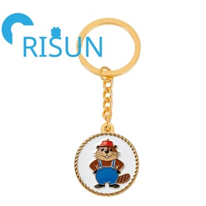 Porte-clés en métal émaillé personnalisé en gros, <span class=keywords><strong>castor</strong></span> canadien américain, lapin des bois, porte-clés mignon, bijoux pour animaux, porte-clés - Product Image 4