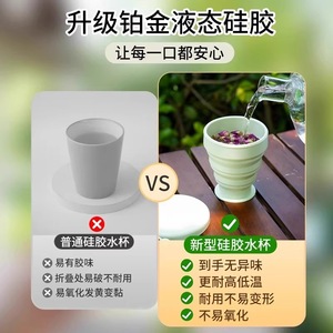 Tasse pliable en silicone, tasse de voyage portable pour bain de bouche avec couvercle, réutilisable pour le camping en plein air, unisexe - Product Image 4