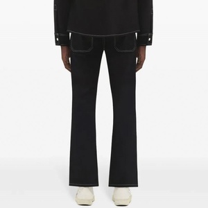 Design all'ingrosso da <span class=keywords><strong>uomo</strong></span> con cuciture Top a <span class=keywords><strong>vita</strong></span> <span class=keywords><strong>bassa</strong></span> <span class=keywords><strong>pantaloni</strong></span> in Denim lavati neri eleganti Jeans Bootcut - Product Image 4