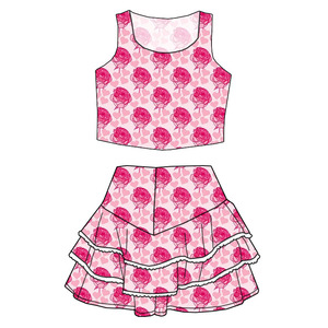 <span class=keywords><strong>Abbigliamento</strong></span> Estivo per Bambini Personalizzato con Basso MOQ - Top con Collo a O e Gonna Corta con Design in Pizzo - Adorabile <span class=keywords><strong>Abbigliamento</strong></span> per Bambine - Product Image 4