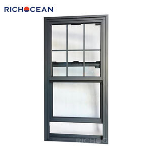 Fenêtres à double battant en aluminium noir sur mesure RICHOCEAN, double vitrage isolant en verre trempé - Product Image 1