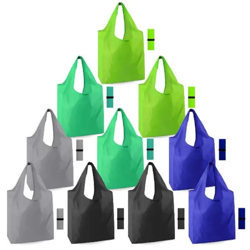 पुनर्नवीनीकरण पॉलिएस्टर कस्टम लोगो रिस्टोर मशीन धोने योग्य किराने का फोल्डिंग टोटे बैग पुनः प्रयोज्य रैपेट फोल्डेबल शॉपिंग बैग