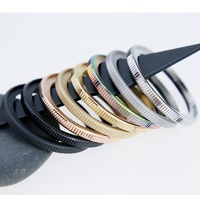 Bague de montre rotative légère en acier inoxydable H&T HT-007-07 pour plongée, à bordure de type pièce de monnaie, vente chaude