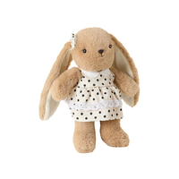 Peluche Lapin aux longues oreilles pour le sommeil, Pyjama imprimé ours et bonnet de nuit à pompons, Jouet compagnon de chambre d'enfant en peluche douce et moelleuse