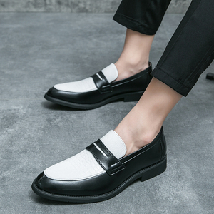 남성 투톤 페니 로퍼 슬립온 라운드 토 드레스 비즈니스 캐주얼 포멀 PU 가죽 신발 큰 사이즈 38-48 - Product Image 5