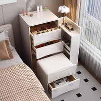 Coiffeuse moderne et simple de style européen avec éclairage LED, en verre et rotin, meuble de rangement en bois pour petite chambre à coucher