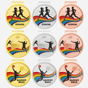 Medalla de maratón personalizada de aleación de zinc <span class=keywords><strong>con</strong></span> acabado en cobre antiguo, ecológica, <span class=keywords><strong>con</strong></span> serigrafía en blanco y cinta para deportes. - Product Image 1