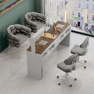 Table de manucure professionnelle moderne multifonctionnelle avec éclairage LED intégré, plateau spacieux et rangements, idéale pour salon de beauté - Product Image 3
