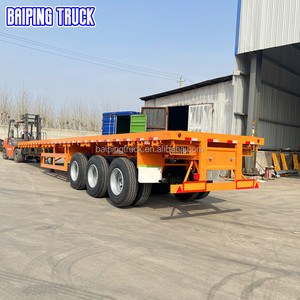 مقطورة شاحنة مسطحة فولاذية بثلاثة محاور لنقل الحاويات 20 و40 قدمًا، مقطورة نصفية لنقل الحاويات بحمولة تزيد عن 30 طن - Product Image 2