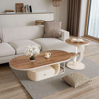 Table basse moderne haut de gamme en bois grainé style crème avec rangement convertible pour salon et petit appartement