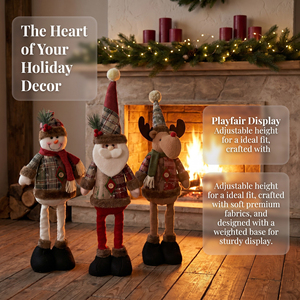 Classic Christmas Santa Claus Snowman & Reindeer Plush Ornaments Telescopic Christmas <b>Doll</b> with Long Legs-Indoor Fireplace Decor - Product Image 2