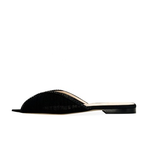 Nuove pantofole da donna in cristallo <span class=keywords><strong>con</strong></span> punta di pietra a punta di muli in rete scarpe basse sandali <span class=keywords><strong>con</strong></span> strass - Product Image 1