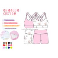 Tenue respirante en nylon-spandex 2T-14Y taille élastique ajustement confortable vêtements d'entraînement évacuant l'humidité ensemble de yoga et de tennis pour enfants