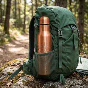 Pure Copper <b>Large</b> Capacity Portable Drinking Water Bottle with Traditional Ayurvedic Health Benefits for Home Travel Outdoor Use - Product Image 2