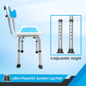 เก้าอี้อาบน้ำแบบพับได้ปรับความสูงได้, เก้าอี้อาบน้ำในห้องน้ำแบบพกพาสำหรับผู้สูงอายุ - Product Image 5