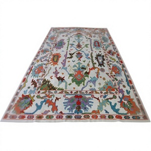 Alfombras Oushak Modernas de Lana Anudadas a Mano con Diseño Floral, Aptas para Mascotas, con Pelo Medio para Uso en Interiores/Exteriores - Product Image 1