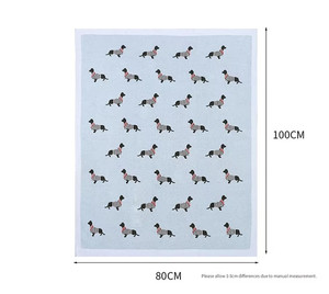 Couverture <span class=keywords><strong>en</strong></span> coton tricoté super doux à motif de chiens teckel de dessin animé, certifiée OEKO-TEX, marque privée - Product Image 2