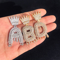 Letras doradas de Hip Hop personalizadas, nombre CZ, colgante de letras ostentosas con collar