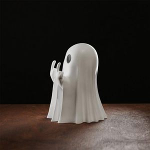 Ornements de bureau décoratifs en résine, petits, amusants, fantaisistes, en forme de fantôme de dessin animé d'Halloween, écologiques, avec un doigt d'honneur - Product Image 2