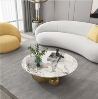 Table basse moderne de luxe en pierre frittée italienne, design moderne en acier inoxydable pour salon
