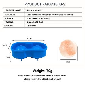 Moule à glaçons réutilisable en silicone pour whisky et cocktails, 2 cavités, qualité alimentaire, vente en gros - Product Image 3