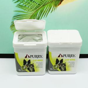 Toallitas limpiadoras de oídos para mascotas de algodón sostenible de <span class=keywords><strong>Amazon</strong></span>, toallitas ecológicas no tejidas para limpieza de oídos húmedos para gatos y perros - Product Image 1