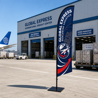 Ensemble de drapeaux publicitaires de plage personnalisés de 3 mètres (comprend un mât et une base croisée) – Bannières publicitaires d'extérieur en gros