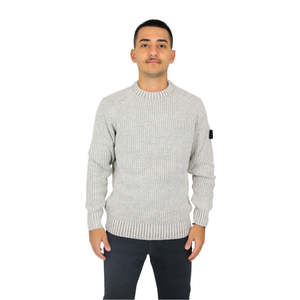 Marina <b>Yachting</b> Men's Sweater Dove Grey Chunky Knit Crewneck Pullover - Product Image 1