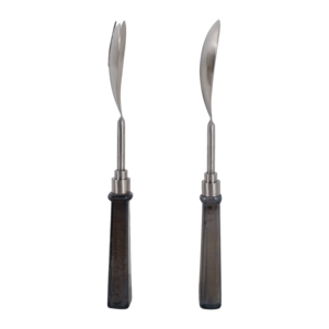 Set di utensili da cucina classici con manico lungo in acciaio inossidabile e manico in legno, design moderno - Product Image 3