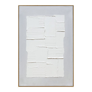 Tối giản màu trắng lớp thạch cao tường nghệ thuật trừu tượng cảnh quan hình vuông ánh sáng màu xanh nền vải kết cấu tối giản tường nghệ thuật - Product Image 3