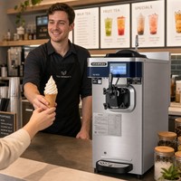 Eenvoudig te bedienen ijsmachine met één kop, elektrisch, voor op het aanrecht, voor softijs, commercieel gebruik
