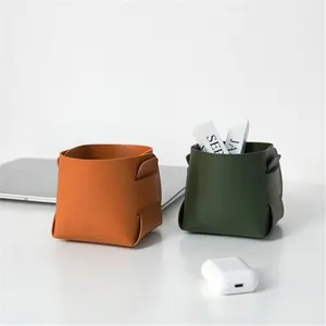 Fashion PU Leather Folding Storage Bin Basket Organizer for Home Decoration