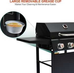 Carrito de Cocina para Exteriores, Barbacoa Móvil de 3 Quemadores a Gas, Parrilla para Picnic, Equipo de Cocina Color Negro Natural - Product Image 6