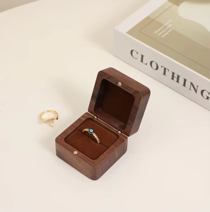 EQ <b>Small</b> Solid Walnut Wood Jewelry <b>Box</b> Magnetic Snap Closure-Scratch Resistant Travel-Friendly <b>Gift</b> for Rings Earrings Necklaces - Product Image 1