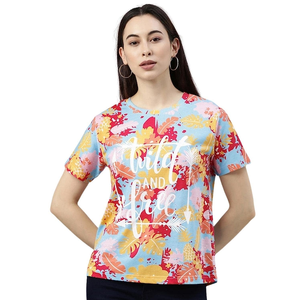 Camiseta de manga corta con cuello redondo para mujer de la mejor calidad, nuevo diseño, gráficos personalizados impresos de talla grande, informal, directo de fábrica de Bangladesh - Product Image 4